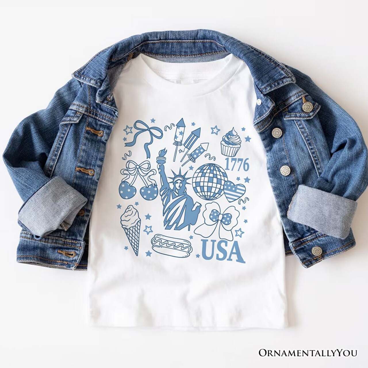 USA Liberty Retro Coquette T-Shirt, 1776 Patriotic 4th of July Tee